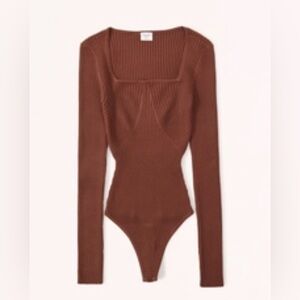 Long sleeve square neck sweater bodysuit